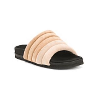 Anthropologie ROAM Women's Black and Tan Slide Sandals